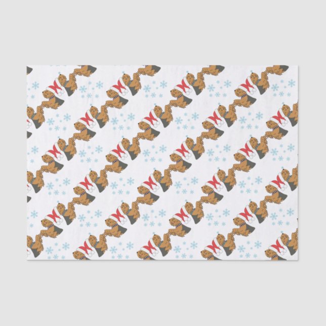 Weihnachtsverpackung Yorkshires Terrier Seidenpapier (Vorderseite)
