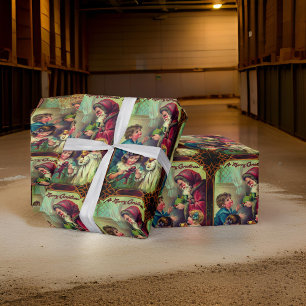 Weihnachtsverpackungspapier für Santa-Kinder im V Geschenkpapier