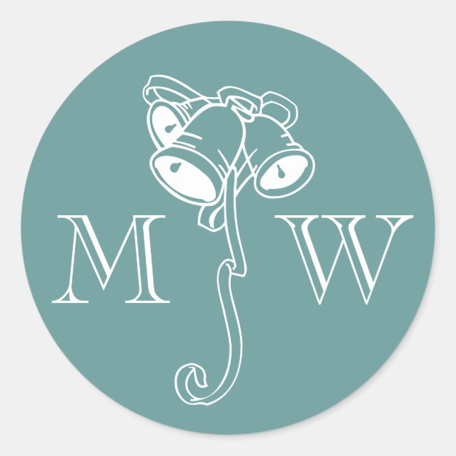 Weihnachtsverschlüsse mit Glockenmonogramm Runder Aufkleber (Vorderseite)