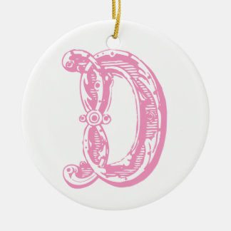 Weihnachtsverzierung des Monogramm-rosa Keramik Ornament