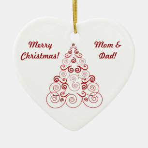 Weihnachtsverzierung für Mama u. Vater, Keramik Ornament