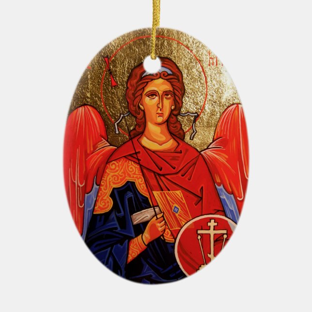 Weihnachtsverzierung heiliger Erzengel Michael Keramikornament (Vorne)