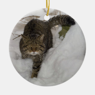 Weihnachtsverzierung - schottische Wildkatze Keramikornament