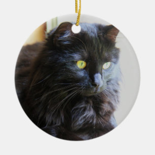 Weihnachtsverzierung, schwarze Katze Keramikornament
