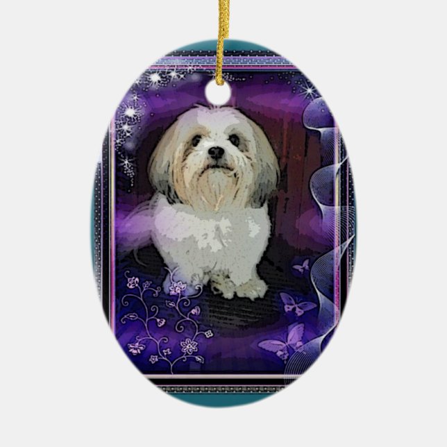 Weihnachtsverzierung Shih Tzu Keramik Ornament (Vorne)