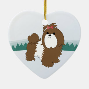 Weihnachtsverzierung Shih Tzu Keramikornament