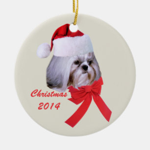Weihnachtsverzierung Shih Tzu kundengerecht Keramikornament