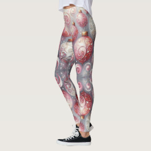 Weihnachtsverzierungen Bälle Rosa Weiß mit Wirbel Leggings