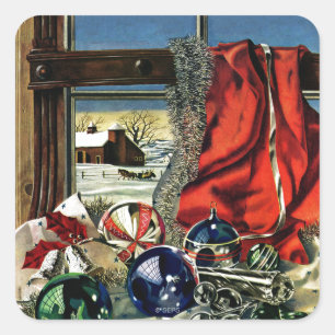 Weihnachtsverzierungen Quadratischer Aufkleber