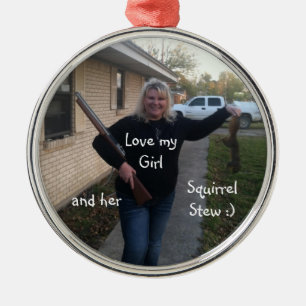 Weihnachtsverzierungs-Eichhörnchen-Eintopfgericht Silbernes Ornament