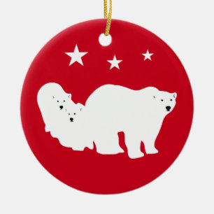 Weihnachtsverzierungs-Eisbären rot Keramikornament
