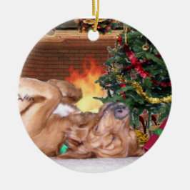 WEIHNACHTSverzierungs-HUND - NACHT VOR WEIHNACHTEN Keramikornament