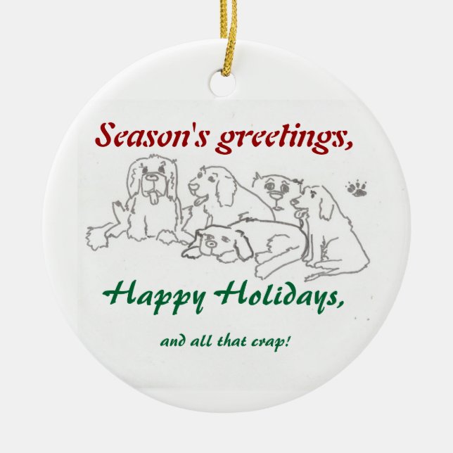 Weihnachtsverzierungs-Hundesatz Keramik Ornament (Vorne)