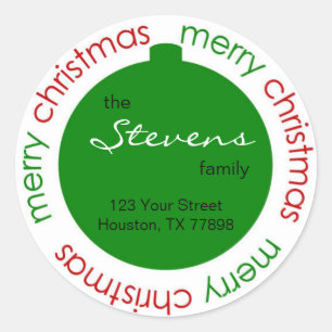 Weihnachtsverzierungs-Rücksendeadresseaufkleber Runder Aufkleber
