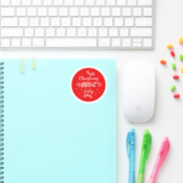 Weihnachtsvibes nur Typografie Red White Runder Aufkleber