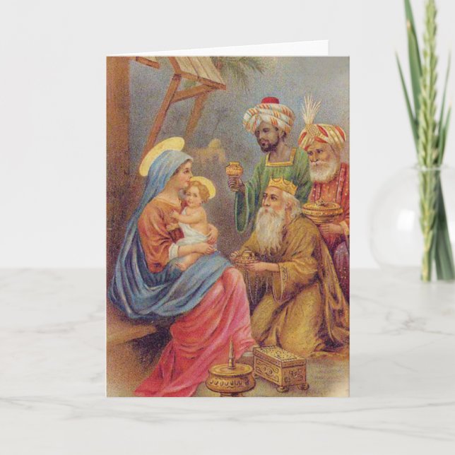 WeihnachtsVintage Nativity-Jesus-Illustration Feiertagskarte (Vorderseite)