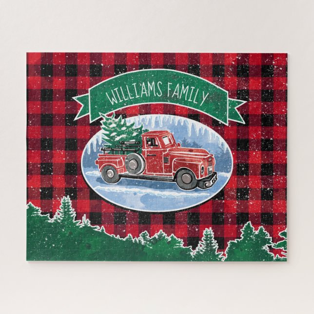 WeihnachtsVintager LKW addieren Namen Puzzle (Horizontal)
