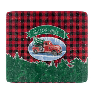 WeihnachtsVintager LKW addieren Namens6" x 7" Schneidebrett