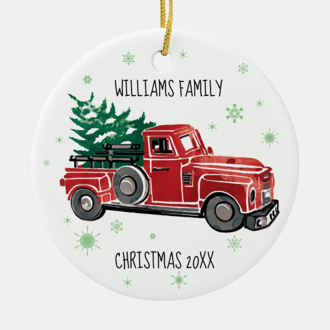 WeihnachtsVintager LKW mit Keramik Ornament (Vorne)