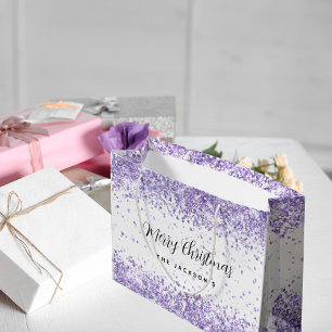 Weihnachtsviolett-Glitzern Große Geschenktüte