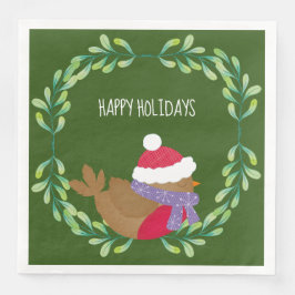 Weihnachtsvogel auf einem Zweigbuch Napkin Serviette