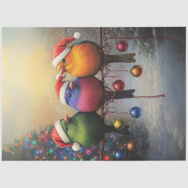 Weihnachtsvögel auf einer Schnur Seidenpapier (Vorderseite)