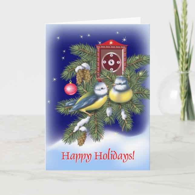 Weihnachtsvögel Feiertagskarte (Vorderseite)