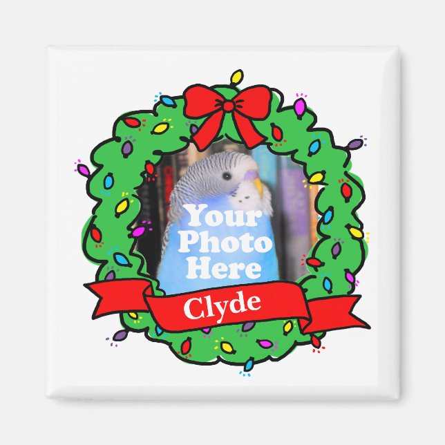 Weihnachtsvogel-Foto-Kranz Magnet (Vorne)