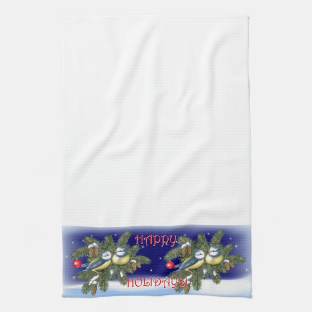 Weihnachtsvögel Geschirrtuch (Vertikal)