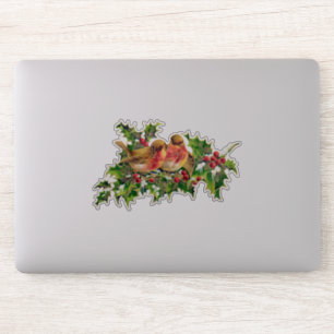Weihnachtsvögel Holly Imitats Gold Aufkleber