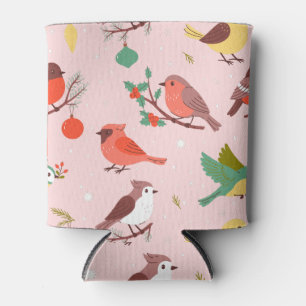 Weihnachtsvögel im Winter mit individuellem Namen Dosenkühler