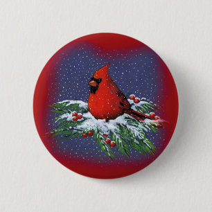 WEIHNACHTSvogel: KARDINAL: KUNST Button