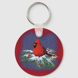 WEIHNACHTSvogel: KARDINAL: KUNST Schlüsselanhänger