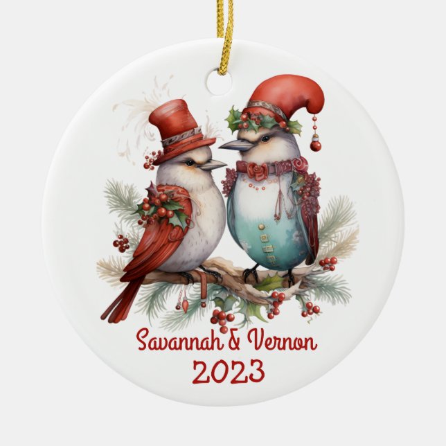 Weihnachtsvögel Keramik Ornament (Vorne)