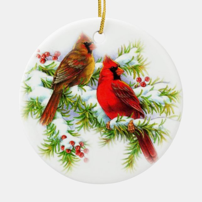 Weihnachtsvogel-Keramik-Verzierung Keramik Ornament (Vorne)
