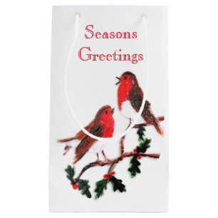 Weihnachtsvögel Robin Frohen Festtage Kleine Geschenktüte
