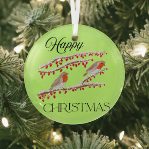 Weihnachtsvögel Rotkehlchen-Schmuck Ornament Aus Glas