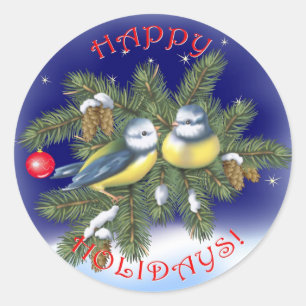 Weihnachtsvögel Runder Aufkleber