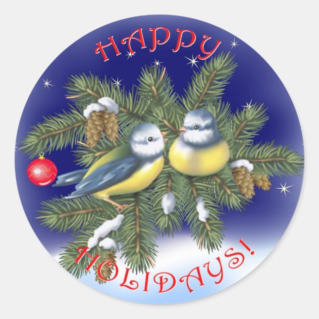 Weihnachtsvögel Runder Aufkleber (Vorderseite)