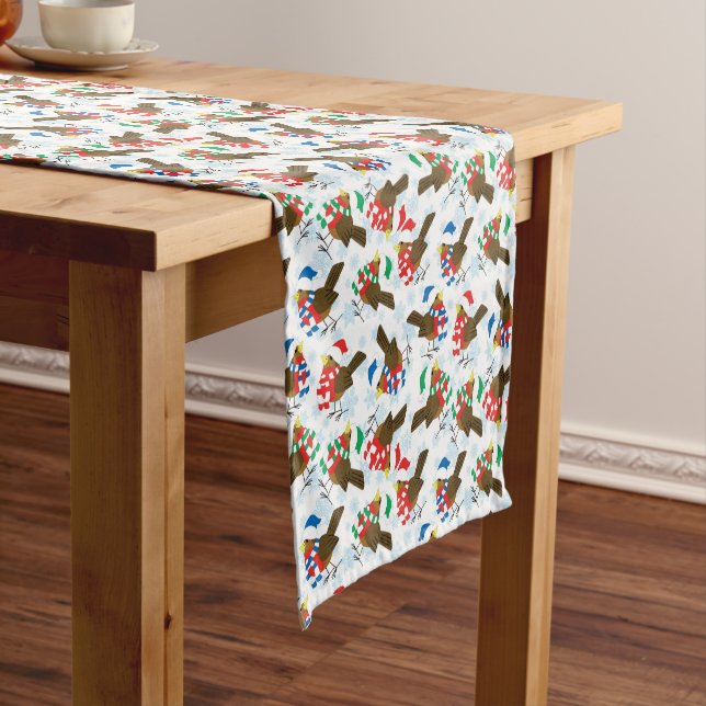 Weihnachtsvogel Santa Kurzer Tischläufer (Beispiel)