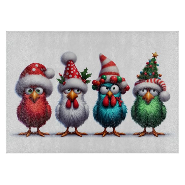 Weihnachtsvögel Schneidbrett Schneidebrett (Vorderseite)
