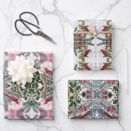 Weihnachtsvögel und Evergreens Geschenkpackung Set Geschenkpapier Set