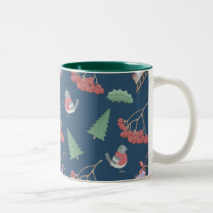 Weihnachtsvögel und -schlitten blau zweifarbige tasse