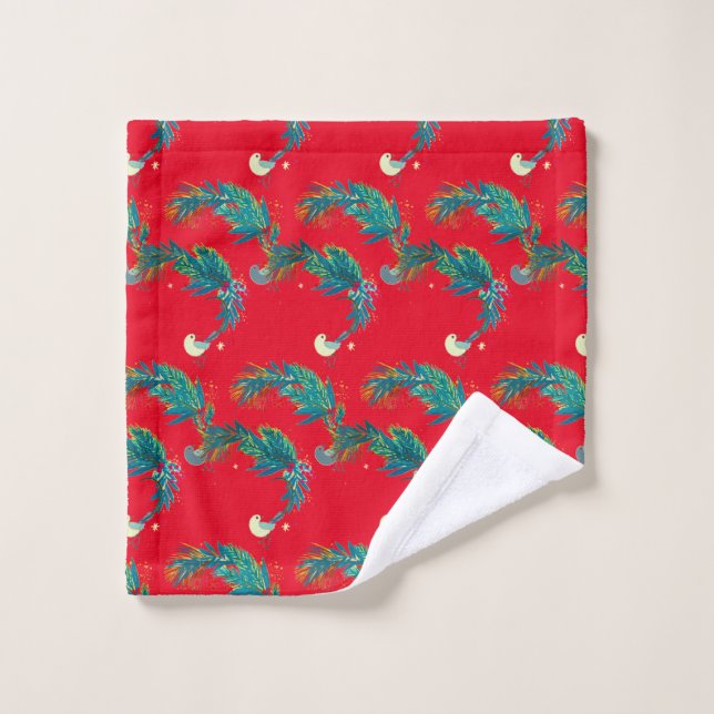 Weihnachtsvögel Waschlappen (Waschlappen)