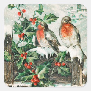 Weihnachtsvögel Weihnachten Urlaub Quadratischer Aufkleber