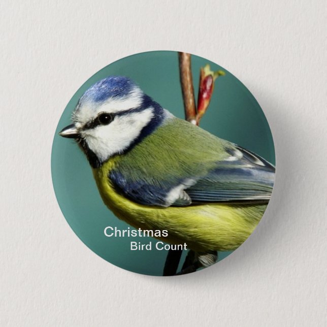 Weihnachtsvogel-Zählungs-Knopf Button (Vorderseite)