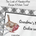 Weihnachtsvogelrezepte Keepake Grau Kariert Geschirrtuch<br><div class="desc">Weihnachts-Vogelrezept Graue Karierte Schrift in Ihrem eigenen Rezept oder behalt das Keksrezept meiner Oma. Erstellen Sie Ihre eigene Rezept-Sake Weihnachten Grauen Buffaloe kariert Red und White Bird Rezept Keepe,  rot weiß kariert. Unsere Personalisierten Produkte sind aus jedem Grund tolle Geschenke.</div>