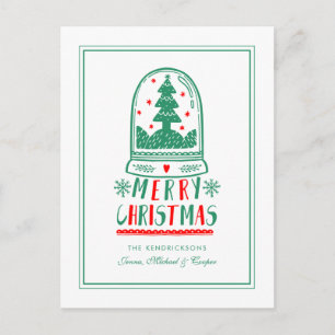 Weihnachtsvolkskunst-Schneekugel Feiertagspostkarte