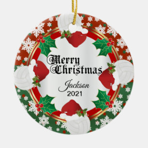 Weihnachtsvolleyball-Design Keramik Ornament