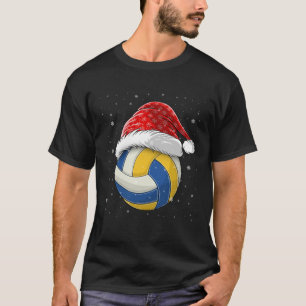 Weihnachtsvolleyball-Weihnachtsmannmütze Ball Xmas T-Shirt